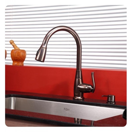 Kraus KHU100-30-KPF2230-KSD30 30" Single Bowl Undermount Stainless Steel Kitchen Sink with Kitchen Faucet and Soap Dispenser