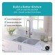 Kraus KHU102-33-1650-41 32 3/4" Double Bowl Undermount Stainless Steel Kitchen Sink with Pull-Down Kitchen Faucet and Soap Dispenser