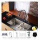 Kraus KHU102-33-KPF1621-KSD30SS 32 3/4" Double Bowl Undermount Stainless Steel Kitchen Sink with High Arch Pull Down Kitchen Faucet and Soap Dispenser