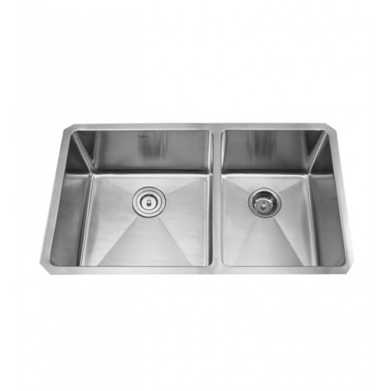 Kraus KHU103-33-KPF2230-KSD30SN 32 3/4" Double Bowl Undermount Stainless Steel Kitchen Sink with Kitchen Faucet and Soap Dispenser