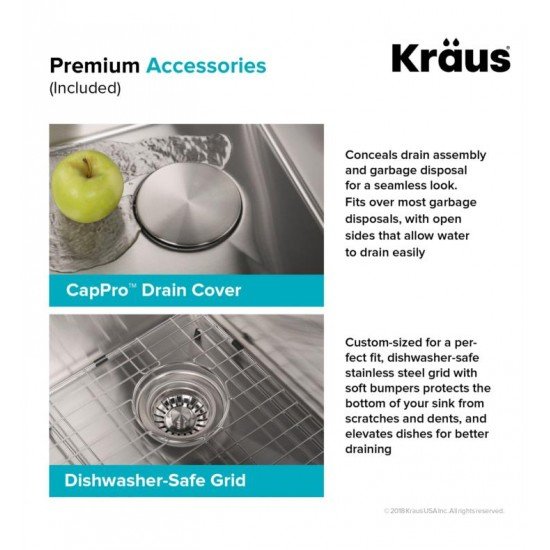 Kraus KHU111-25 Standart Pro 25" Single Bowl Undermount Stainless Steel Rectangular Kitchen Sink