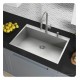 Kraus KP1TS33S-2 Pax 33" Single Bowl Drop-In Stainless Steel Rectangular Kitchen Sink in Satin Nickel with Two Pre-Drilled Holes