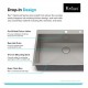 Kraus KP1TS33S-2 Pax 33" Single Bowl Drop-In Stainless Steel Rectangular Kitchen Sink in Satin Nickel with Two Pre-Drilled Holes