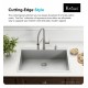 Kraus KP1TS33S-2 Pax 33" Single Bowl Drop-In Stainless Steel Rectangular Kitchen Sink in Satin Nickel with Two Pre-Drilled Holes