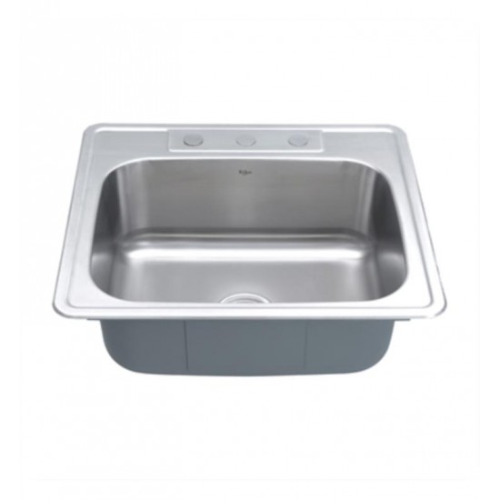 Kraus KTM25 25" Single Bowl Drop-In Stainless Steel Square Kitchen Sink