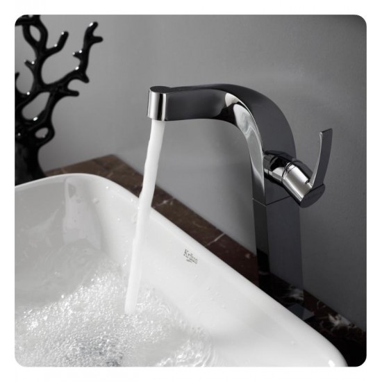 Kraus KEF-15100 Typhon Exquisite 7 1/4" 1.5 GPM Single Hole Vessel Bathroom Sink Faucet in Chrome