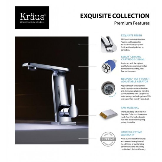 Kraus KEF-15401 Novus Exquisite 4 7/8" 1.5 GPM Single Hole Mid-Arc Bathroom Sink Faucet