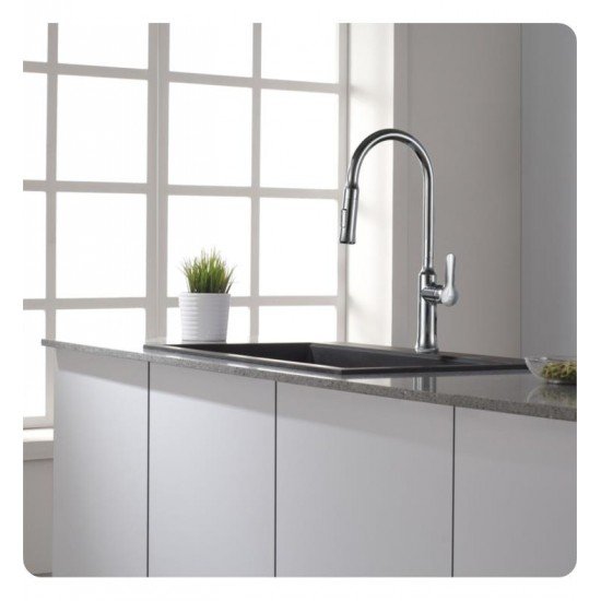 Kraus KGD-412B 30 3/4" Single Bowl Drop-In/Undermount Granite Composite Rectangular Kitchen Sink