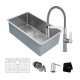 Kraus KHU100-32-1640-42CH 32" Single Bowl Undermount Stainless Steel Kitchen Sink with Flex Kitchen Faucet and Soap Dispenser