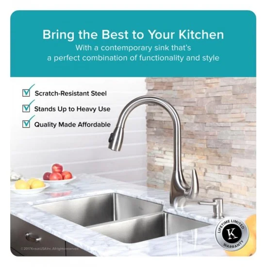 Kraus Standart Pro 32 Undermount Kitchen Sink + Faucet Combo - Stainless Steel