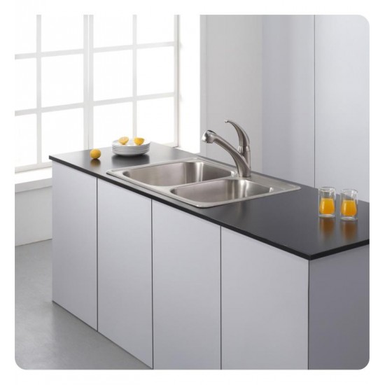 Kraus KTM32 33 1/8" Double Bowl Drop-In Stainless Steel Rectangular Kitchen Sink