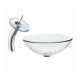 Kraus KGW-1700 7 3/4" 2.2 GPM Single Hole Vessel Glass Waterfall Bathroom Sink Faucet with Glass Disk