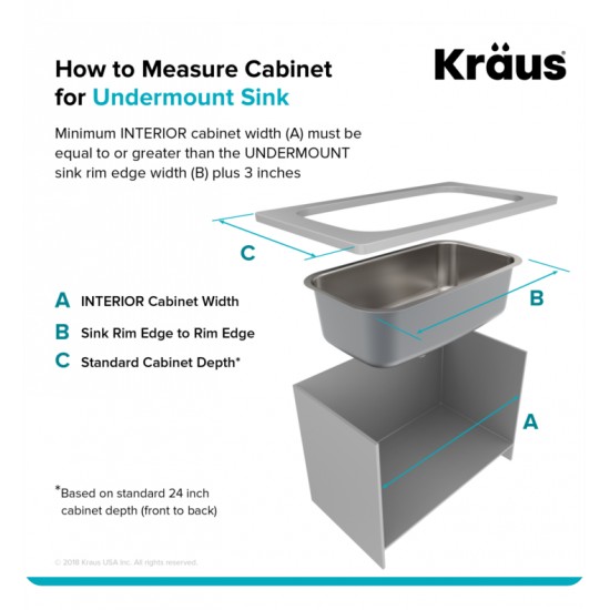 Kraus KBU10 23 3/8" Single Bowl Undermount Stainless Steel Arch Kitchen Sink Kit