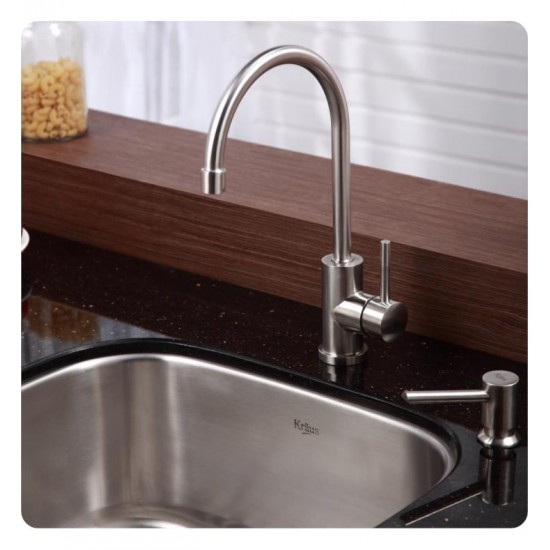 Kraus KBU11-KPF2160-SD20 20 3/4" Single Bowl Undermount Stainless Steel Kitchen Sink with Bar Faucet and Soap Dispenser