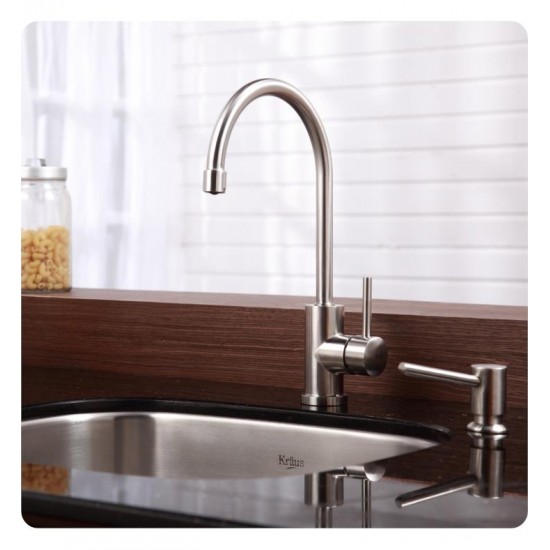 Kraus KBU11-KPF2160-SD20 20 3/4" Single Bowl Undermount Stainless Steel Kitchen Sink with Bar Faucet and Soap Dispenser