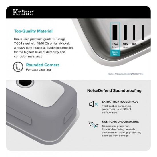 Kraus KBU14-KPF2230-KSD30 31 1/2" Single Bowl Undermount Stainless Steel Kitchen Sink with Faucet and Soap Dispenser