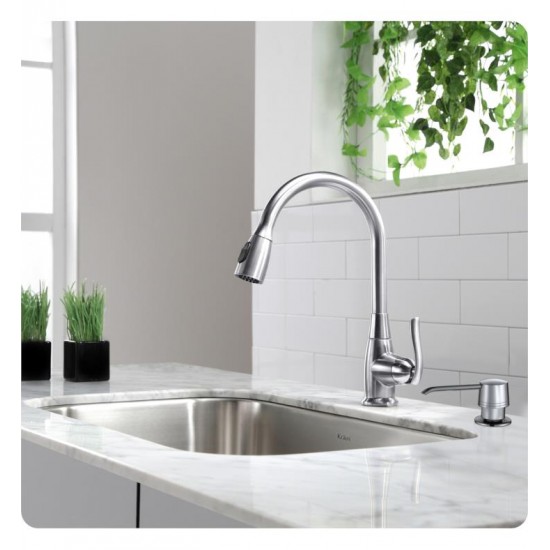 Kraus KBU14-KPF2230-KSD30 31 1/2" Single Bowl Undermount Stainless Steel Kitchen Sink with Faucet and Soap Dispenser