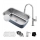 Kraus KBU14E-1630-42 Outlast MicroShield 31 1/2" Single Bowl Undermount Stainless Steel Kitchen Sink with Pull-Down Kitchen Faucet and Soap Dispenser