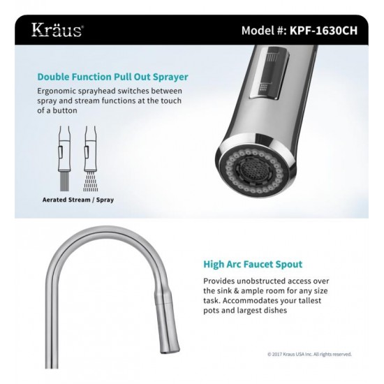 Kraus KBU14E-1630-42 Outlast MicroShield 31 1/2" Single Bowl Undermount Stainless Steel Kitchen Sink with Pull-Down Kitchen Faucet and Soap Dispenser