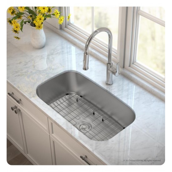 Kraus KBU14E-1630-42 Outlast MicroShield 31 1/2" Single Bowl Undermount Stainless Steel Kitchen Sink with Pull-Down Kitchen Faucet and Soap Dispenser