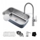 Kraus KBU14E-1640-42 Outlast MicroShield 31 1/2" Single Bowl Undermount Stainless Steel Kitchen Sink with Flex Kitchen Faucet and Soap Dispenser