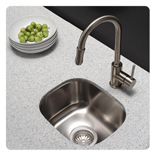 Kraus KBU17 15 1/8" Single Bowl Undermount Stainless Steel Rectangular Bar Kitchen Sink