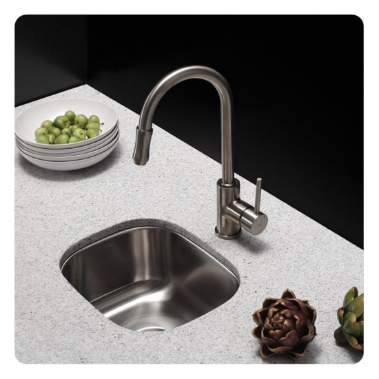 Kraus KBU17 15 1/8" Single Bowl Undermount Stainless Steel Rectangular Bar Kitchen Sink