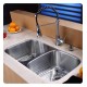 Kraus KBU22-KPF1612-KSD30 32 1/4" Double Bowl Undermount Stainless Steel Kitchen Sink with Commercial Style Kitchen Faucet and Soap Dispenser