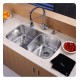 Kraus KBU22-KPF1612-KSD30 32 1/4" Double Bowl Undermount Stainless Steel Kitchen Sink with Commercial Style Kitchen Faucet and Soap Dispenser