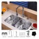 Kraus KBU22-KPF1612-KSD30 32 1/4" Double Bowl Undermount Stainless Steel Kitchen Sink with Commercial Style Kitchen Faucet and Soap Dispenser