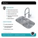 Kraus KBU22E-1640-42 Outlast MicroShield 32 1/4" Double Bowl Undermount Stainless Steel Kitchen Sink with Flex Kitchen Faucet and Soap Dispenser