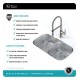 Kraus KBU22E-1640-42 Outlast MicroShield 32 1/4" Double Bowl Undermount Stainless Steel Kitchen Sink with Flex Kitchen Faucet and Soap Dispenser