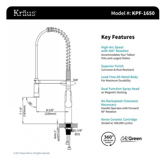 Kraus KBU22E-1650-42 Outlast MicroShield 32 1/4" Double Bowl Undermount Stainless Steel Kitchen Sink with Pre-Rinse Kitchen Faucet and Soap Dispenser