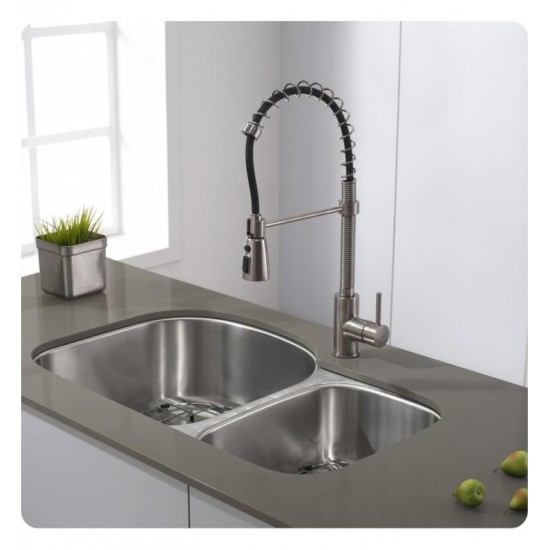 Kraus KBU23 32 3/8" Double Bowl Undermount Stainless Steel Rectangular Kitchen Sink