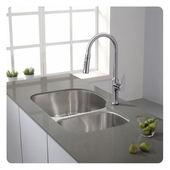 Kraus KBU23 32 3/8" Double Bowl Undermount Stainless Steel Rectangular Kitchen Sink