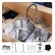 Kraus KBU23-KPF1612-KSD30 32 3/8" Double Bowl Undermount Stainless Steel Kitchen Sink with Commercial Style Kitchen Faucet and Soap Dispenser