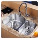 Kraus KBU23-KPF1612-KSD30 32 3/8" Double Bowl Undermount Stainless Steel Kitchen Sink with Commercial Style Kitchen Faucet and Soap Dispenser