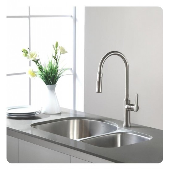 Kraus KBU26 30 3/4" Double Bowl Undermount Stainless Steel Rectangular Kitchen Sink