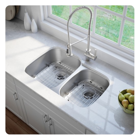 Kraus KBU27 34 3/8" Double Bowl Undermount Stainless Steel Rectangular Kitchen Sink