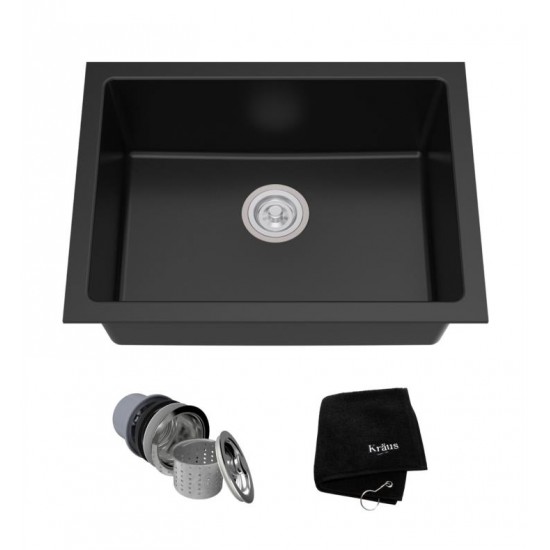 Kraus KGD-410B 24" Single Bowl Drop-In/Undermount Granite Composite Rectangular Kitchen Sink