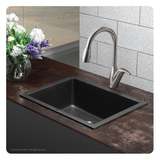 Kraus KGD-410B 24" Single Bowl Drop-In/Undermount Granite Composite Rectangular Kitchen Sink