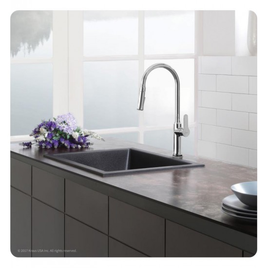 Kraus KGD-410B 24" Single Bowl Drop-In/Undermount Granite Composite Rectangular Kitchen Sink