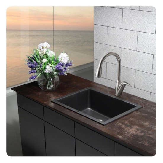 Kraus KGD-410B 24" Single Bowl Drop-In/Undermount Granite Composite Rectangular Kitchen Sink