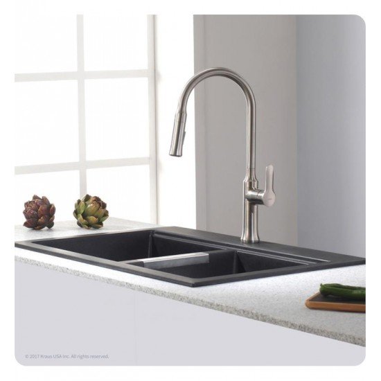 Kraus KGD-433B 33" Double Bowl Drop-In/Undermount Granite Composite Rectangular Kitchen Sink