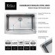 Kraus KHF200-30-KPF1612-KSD30 29 3/4" Single Bowl Farmhouse Stainless Steel Kitchen Sink with Commercial Style Kitchen Faucet and Soap Dispenser