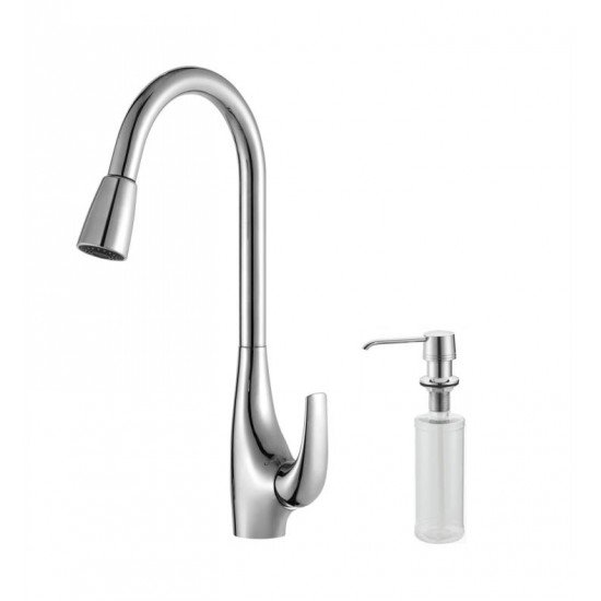 Kraus KHF200-30-KPF1621-KSD30 29 3/4" Single Bowl Farmhouse Stainless Steel Kitchen Sink with High Arch Pull Down Kitchen Faucet and Soap Dispenser