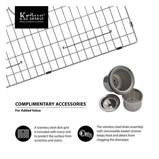 Kraus KHU100-32-KPF1612-KSD30 32" Single Bowl Undermount Stainless Steel Kitchen Sink with Commercial Style Kitchen Faucet and Soap Dispenser
