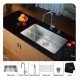 Kraus KHU100-32-KPF1622-KSD30 32" Single Bowl Undermount Stainless Steel Kitchen Sink with High Arch Pull Down Kitchen Faucet and Soap Dispenser