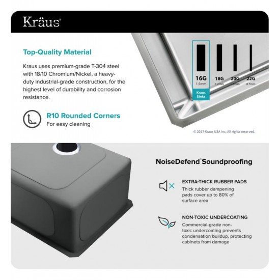 Kraus KHU101-23-KPF1612-KSD30 23" Single Bowl Undermount Stainless Steel Kitchen Sink with Commercial Style Kitchen Faucet and Soap Dispenser