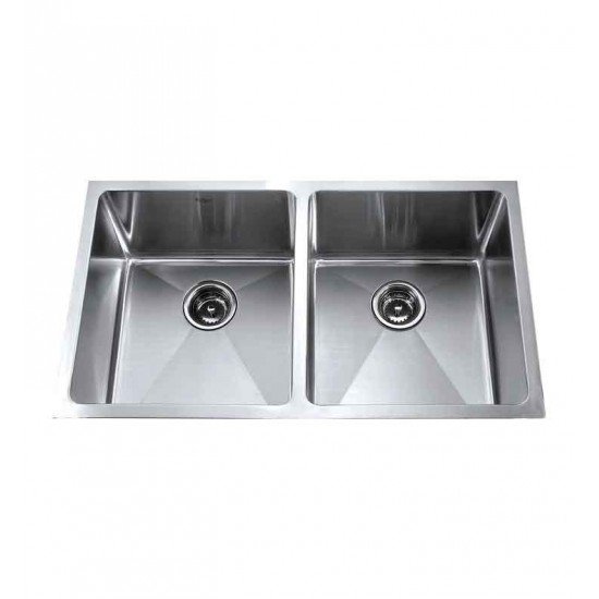 Kraus KHU102-33-KPF1612-KSD30 32 3/4" Double Bowl Undermount Stainless Steel Kitchen Sink with Commercial Style Kitchen Faucet and Soap Dispenser